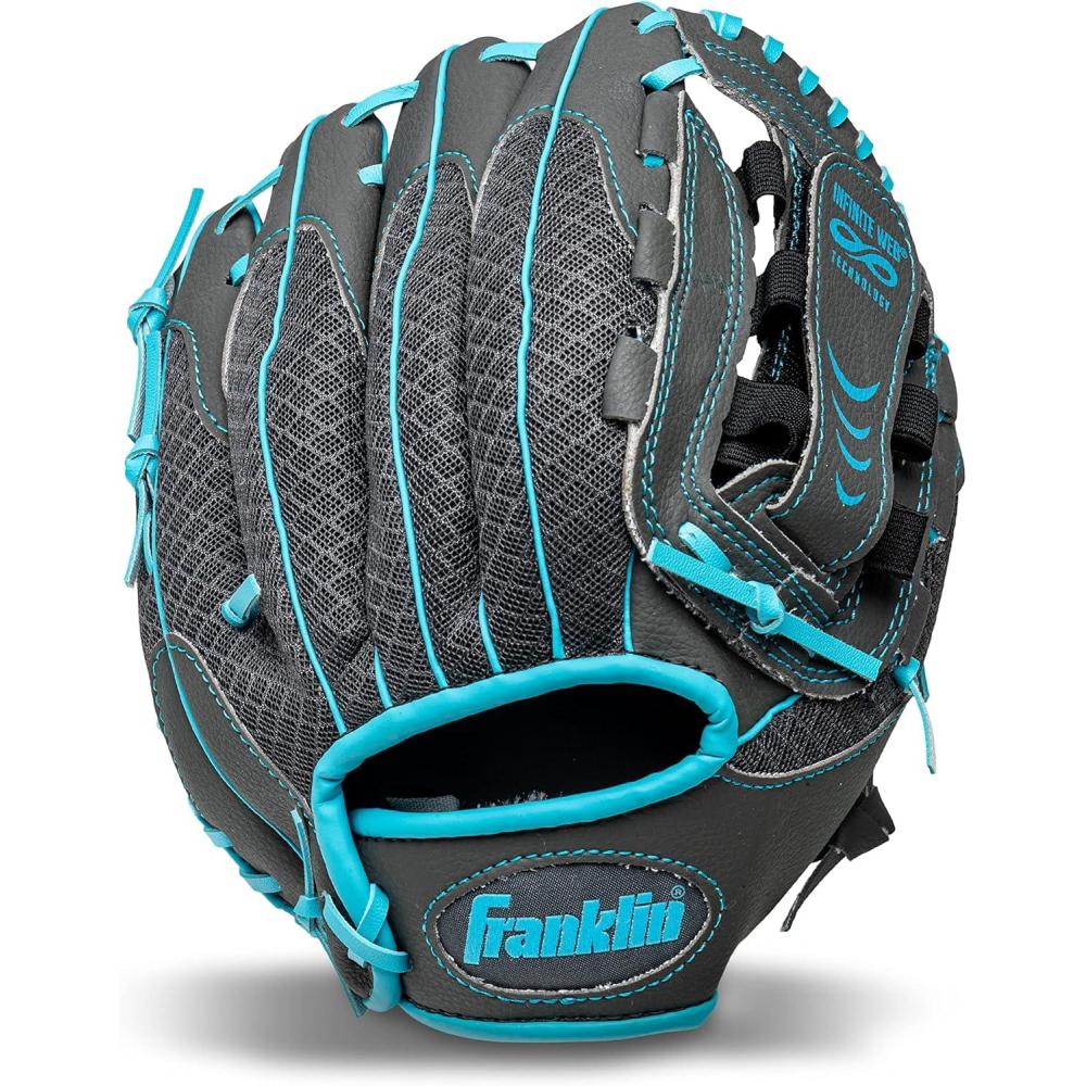 imageFranklin Sports Youth Teeball Gloves  Shok Sorb Kids Baseball  Teeball Mitt  Boys  Girls Fielder Gloves  105quot InchGraphiteBlue