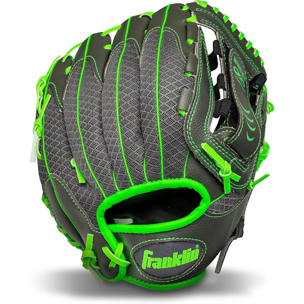 imageFranklin Sports Youth Teeball Gloves  Shok Sorb Kids Baseball  Teeball Mitt  Boys  Girls Fielder Gloves  105quot InchGraphiteLime