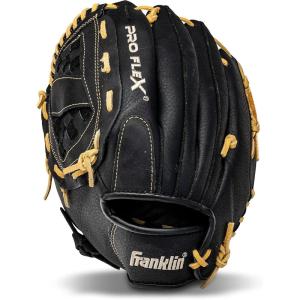 Franklin Sports Baseball Glove – Proflex Adult Baseball + Softball Glove – Outfield + Infield Mitt – Right and Left Handed Throw – Camel(Black/Camel)