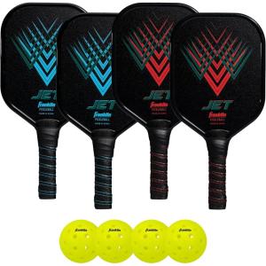 Franklin Sports Beginner Pickleball Sets – 2 + 4 Player Sets – Aluminum Paddles + X-40 Pickleballs – USA Pickleball (USAPA) Approved(4 Player Set)