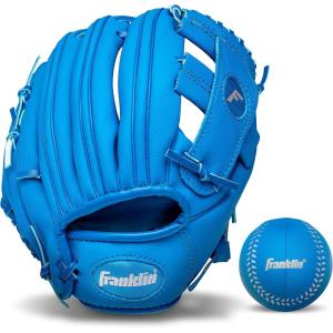 Franklin Sports Kids Baseball Gloves – RTP Youth Teeball Glove + Ball Set – Boys + Girls Teeball Mitt Set – Kids + Toddlers – 9.5″(Royal)