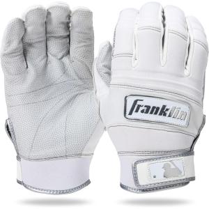 Franklin Sports MLB All Weather Pro Adult + Youth Batting Gloves – Cold Weather Gloves for Baseball + Softball(White Chrome)