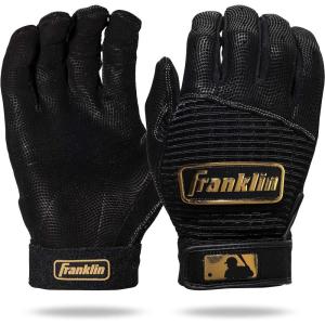 Franklin Sports MLB Baseball Batting Gloves – Pro Classic Batting Gloves for Baseball + Softball – Adult Men’s + Youth Batting Glove Pairs(Black/Gold)