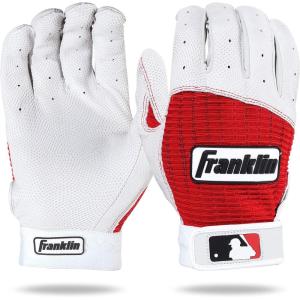 Franklin Sports MLB Baseball Batting Gloves – Pro Classic Batting Gloves for Baseball + Softball – Adult Men’s + Youth Batting Glove Pairs(Pearl/Red)