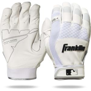 Franklin Sports MLB Baseball Batting Gloves – Shok-Sorb X Batting Gloves for Baseball + Softball – Adult + Youth Padded Non-Sting Batting Glove Pairs – Multiple Colors + Sizes(White/White)