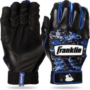 Franklin Sports MLB Youth Batting Gloves – Digitek Camo Baseball + Softball – Premium Leather – Many Sizes + Colors – Youth(Gray/Black/Royal)