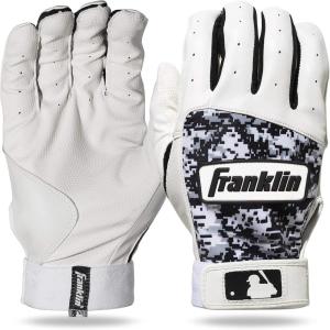 Franklin Sports MLB Youth Batting Gloves – Digitek Camo Baseball + Softball – Premium Leather – Many Sizes + Colors – Youth(Gray/White/Black)