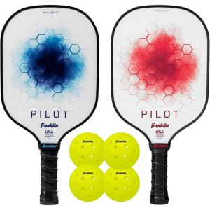 Franklin Sports Pickleball Paddle – Pilot Polypropylene Core Pickleball Racket – Official USA Pickleball (USAPA) Approved Pickleball Paddle – Lightweight Pro Racket – 10mm Thick Core(Blue & Red)