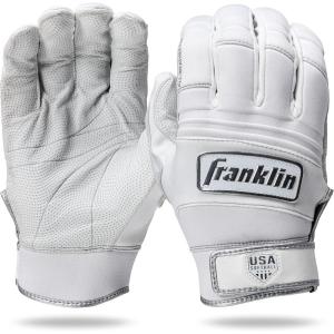 Franklin Sports USA Softball Women’s Batting Gloves -Fastpitch + Slowpitch Girl’s Gloves – Adult + Youth Pairs(All Weather – White)