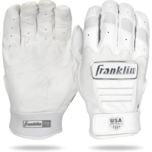 Franklin Sports USA Softball Women’s Batting Gloves -Fastpitch + Slowpitch Girl’s Gloves – Adult + Youth Pairs(White/Chrome)