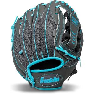 Franklin Sports Youth Teeball Gloves – Shok Sorb Kids Baseball + Teeball Mitt – Boys + Girls Fielder Gloves – 10.5″ Inch(Graphite/Blue)