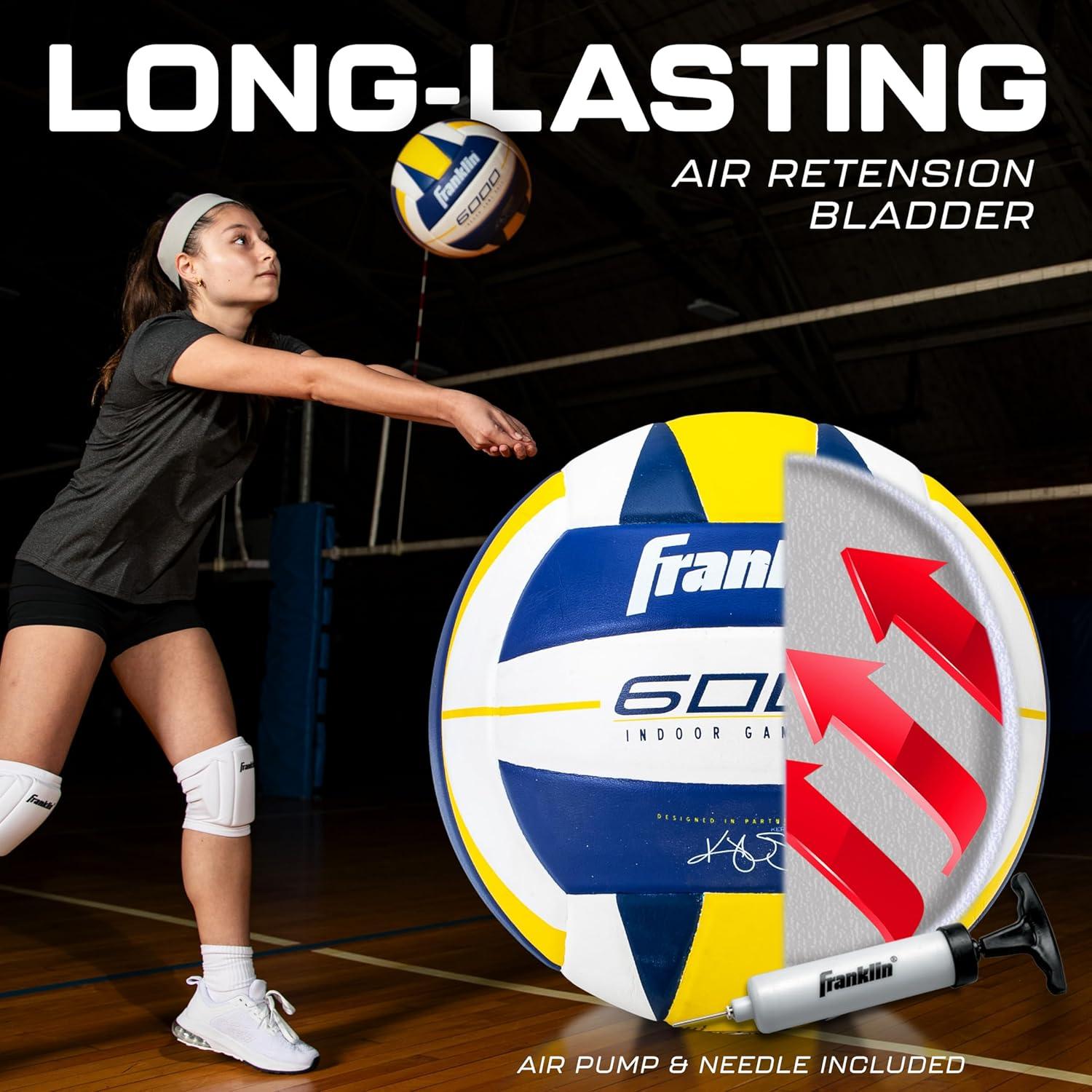imageFranklin Sports Indoor Training Match Volleyballs Premium 9000 6000 Official Size Adult Youth Volleyballs Composite Cover Indoor Volleyballs for Games Practices Ball Air Pump IncludedTraining Volleyball