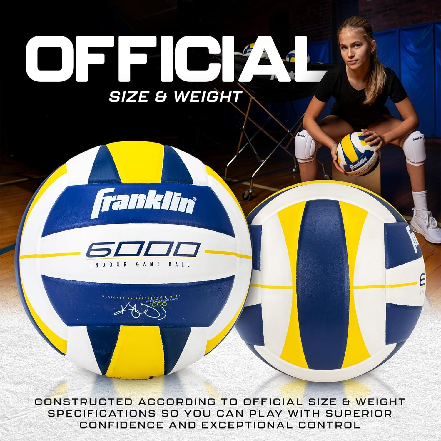 imageFranklin Sports Indoor Training Match Volleyballs Premium 9000 6000 Official Size Adult Youth Volleyballs Composite Cover Indoor Volleyballs for Games Practices Ball Air Pump IncludedTraining Volleyball