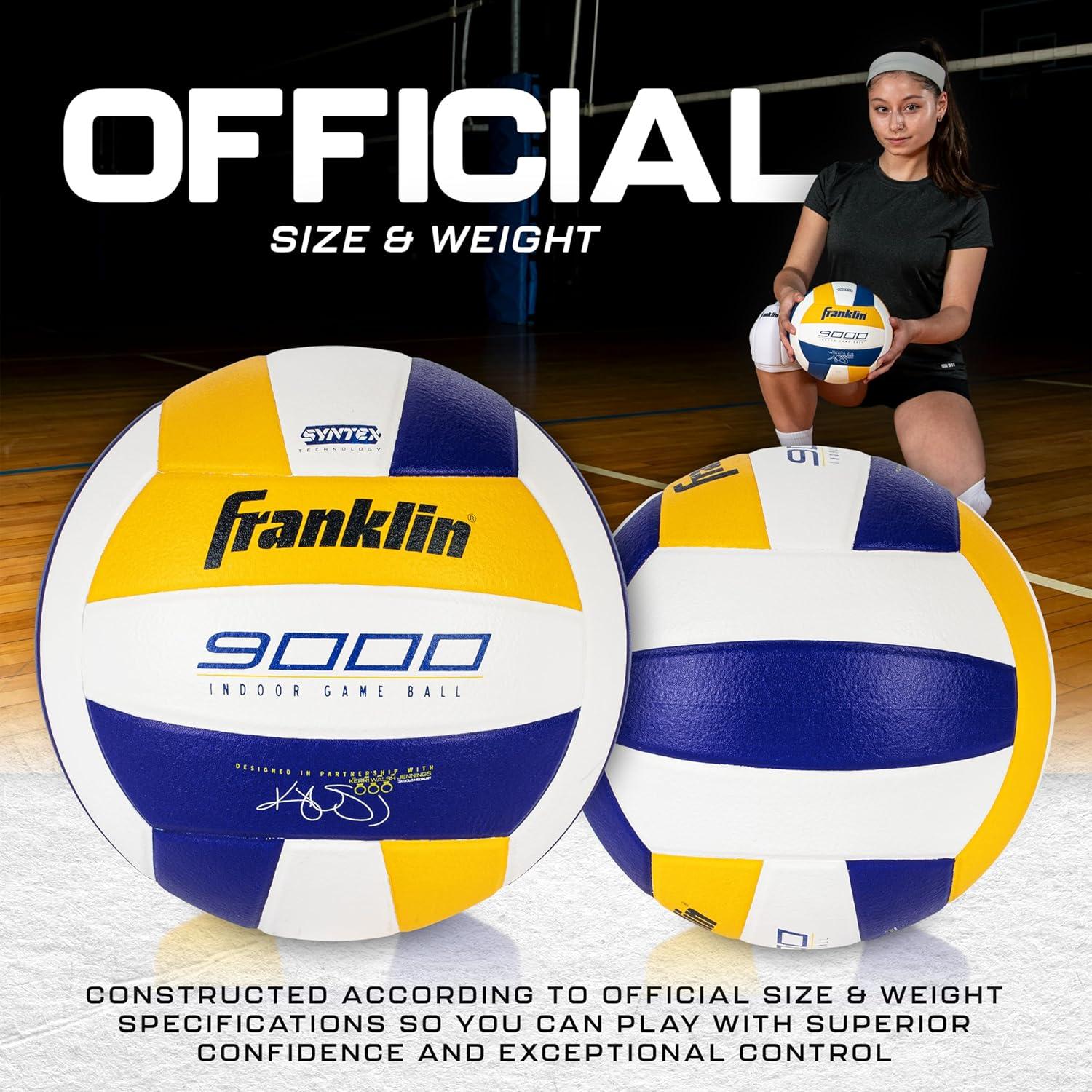 imageFranklin Sports Indoor Training Match Volleyballs Premium 9000 6000 Official Size Adult Youth Volleyballs Composite Cover Indoor Volleyballs for Games Practices Ball Air Pump IncludedPremium Game Volleyball