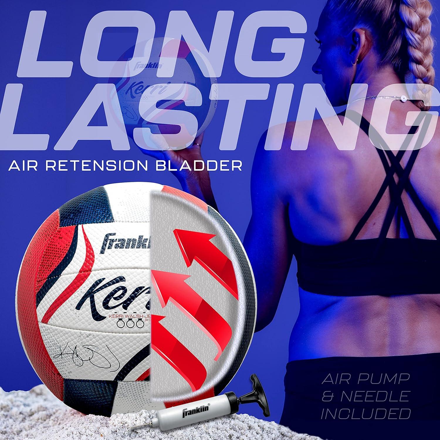 imageFranklin Sports Kerri Walsh USA Beach Volleyball Soft Cover Official Size Beach Outdoor Volleyball Red White Blue Ball Pump Needle