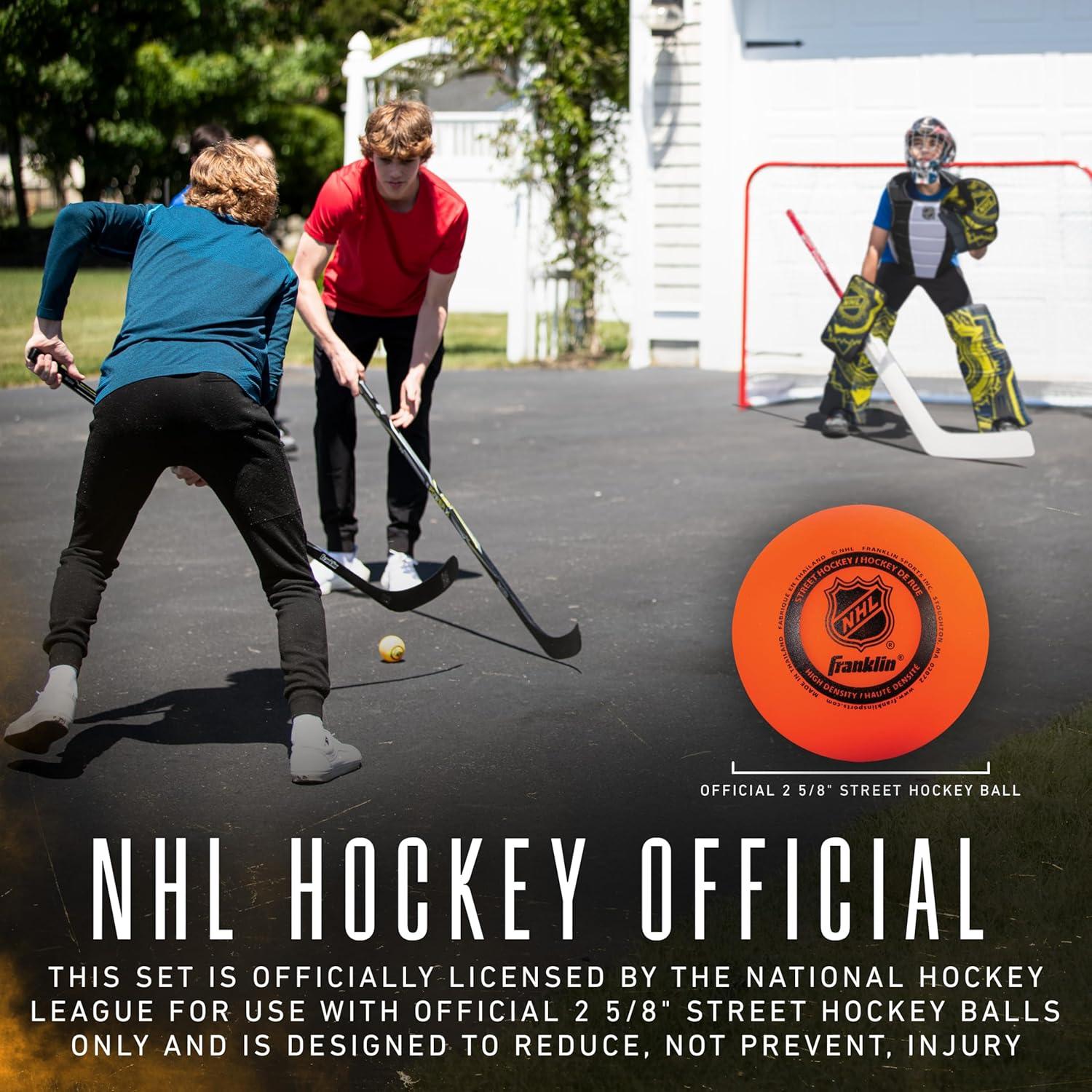 imageFranklin Sports Kids Street Hockey Goalie Pads Set Youth Mini Street Hockey Goalie Gear Junior Blocker Glove Pads Adjustable Kids Street Hockey Equipment Youth MediumBlackOptic Yellow