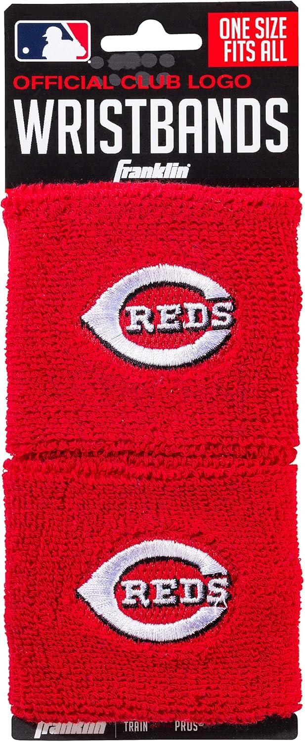 imageFranklin Sports MLB Team Licensed Baseball Wristbands MLB Team Logo Sweat Wristbands Great for Costumes Uniforms PairCincinnati Reds
