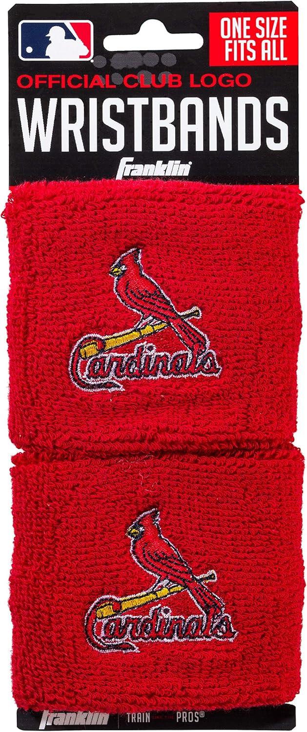 imageFranklin Sports MLB Team Licensed Baseball Wristbands MLB Team Logo Sweat Wristbands Great for Costumes Uniforms PairSt Louis Cardinals