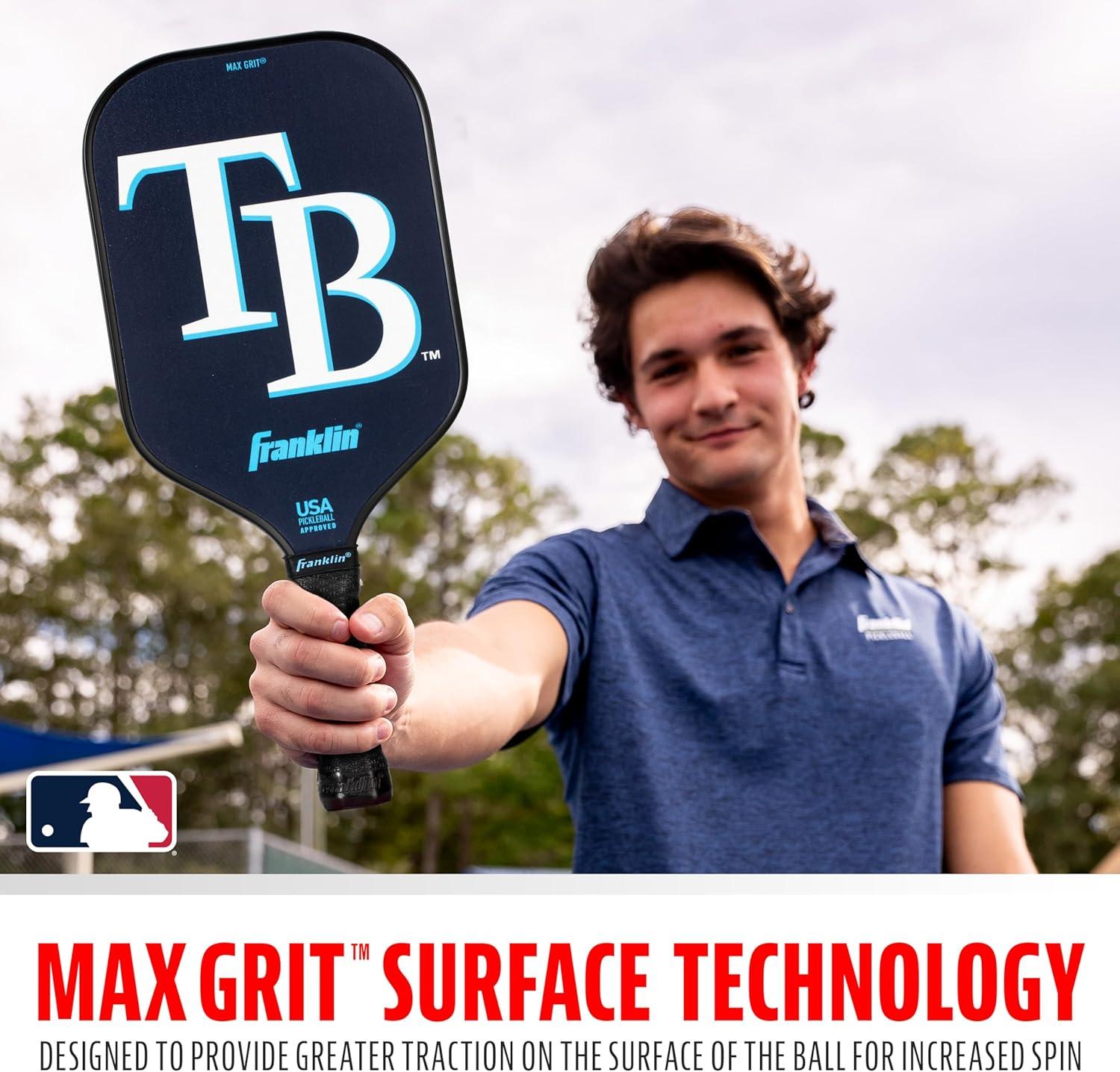 imageFranklin Sports MLB Team Pickleball Paddles Official MLB Baseball Team Logo Colors Pickleball Paddles Signature Series 13MM Pickleball Paddle with MaxGrit USA Pickleball USAPA ApprovedTampa Bay Rays