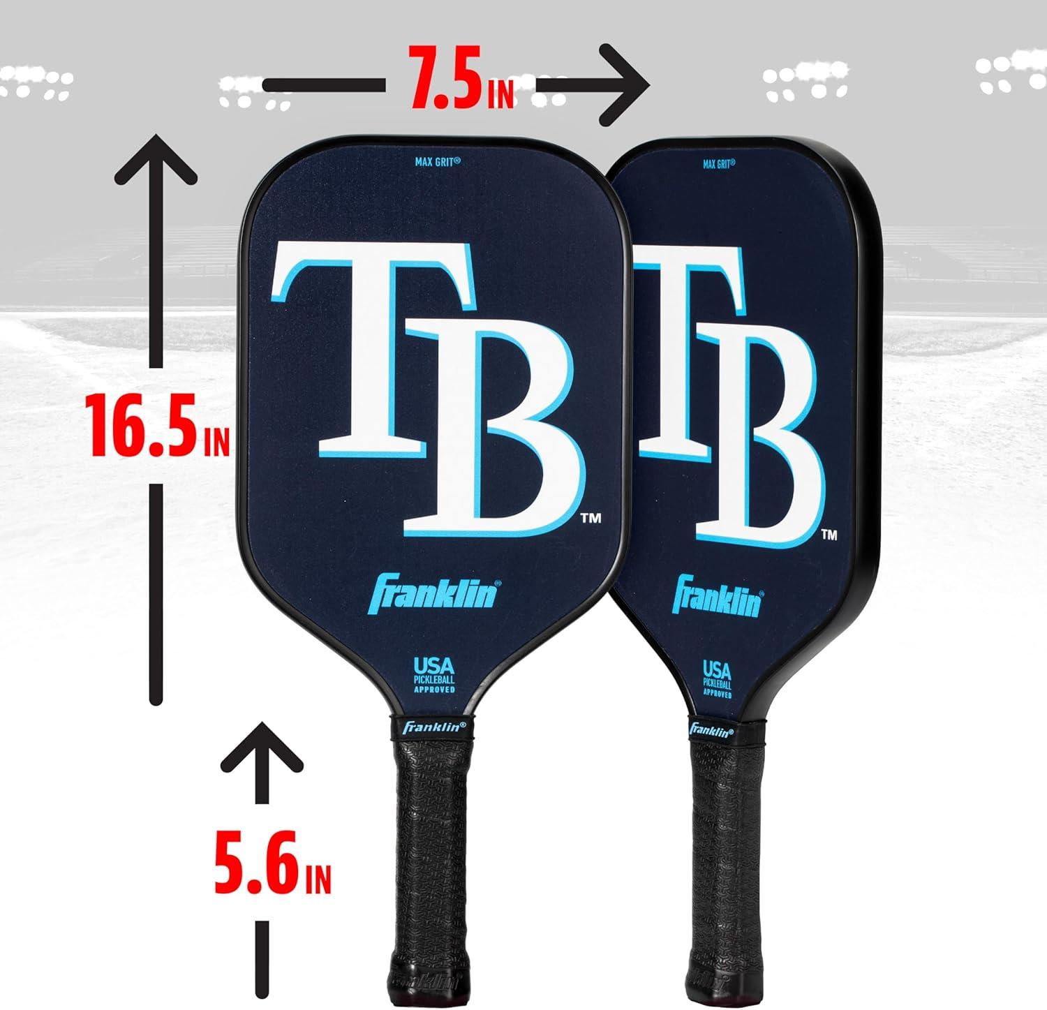 imageFranklin Sports MLB Team Pickleball Paddles Official MLB Baseball Team Logo Colors Pickleball Paddles Signature Series 13MM Pickleball Paddle with MaxGrit USA Pickleball USAPA ApprovedTampa Bay Rays