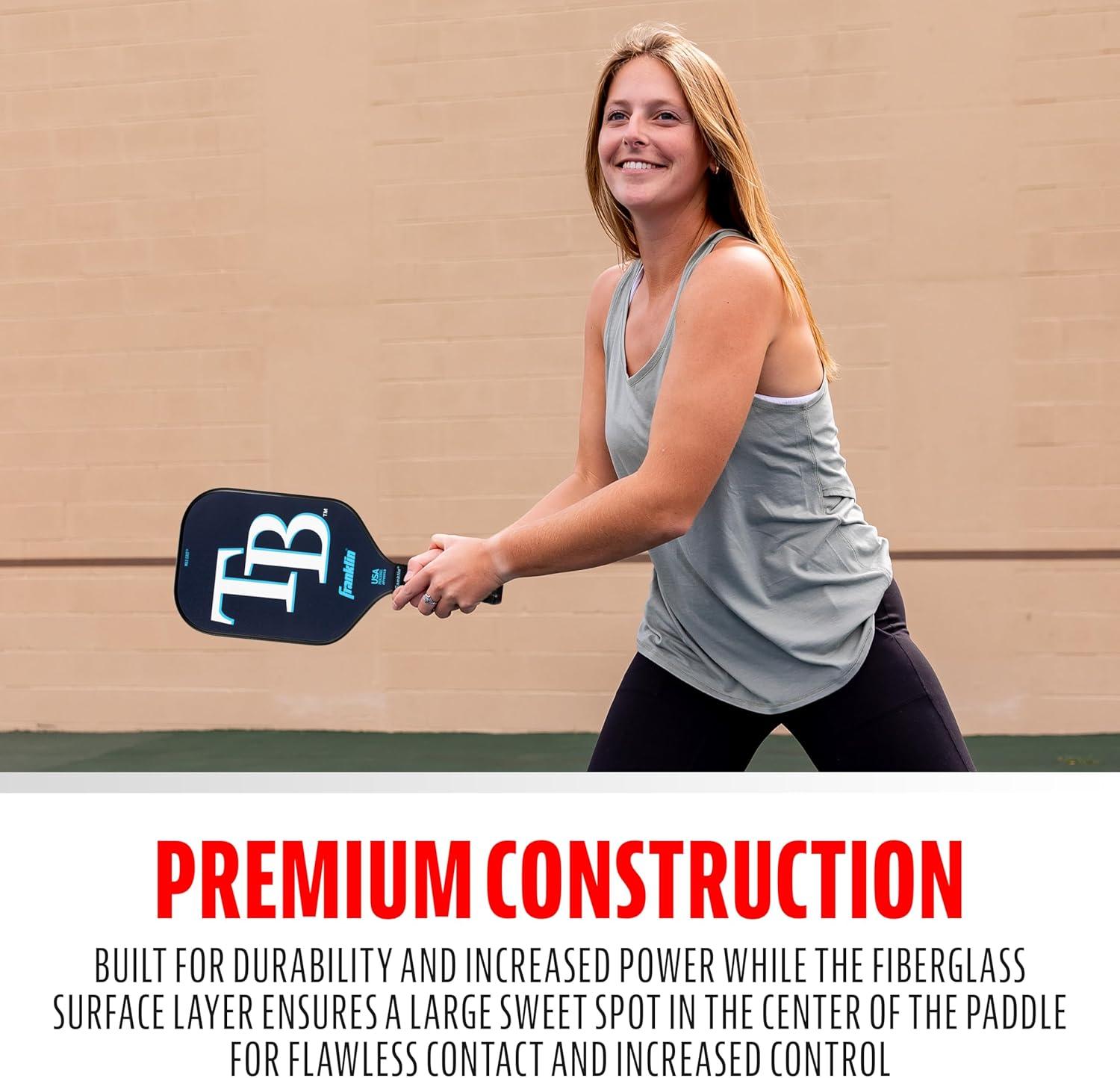 imageFranklin Sports MLB Team Pickleball Paddles Official MLB Baseball Team Logo Colors Pickleball Paddles Signature Series 13MM Pickleball Paddle with MaxGrit USA Pickleball USAPA ApprovedTampa Bay Rays