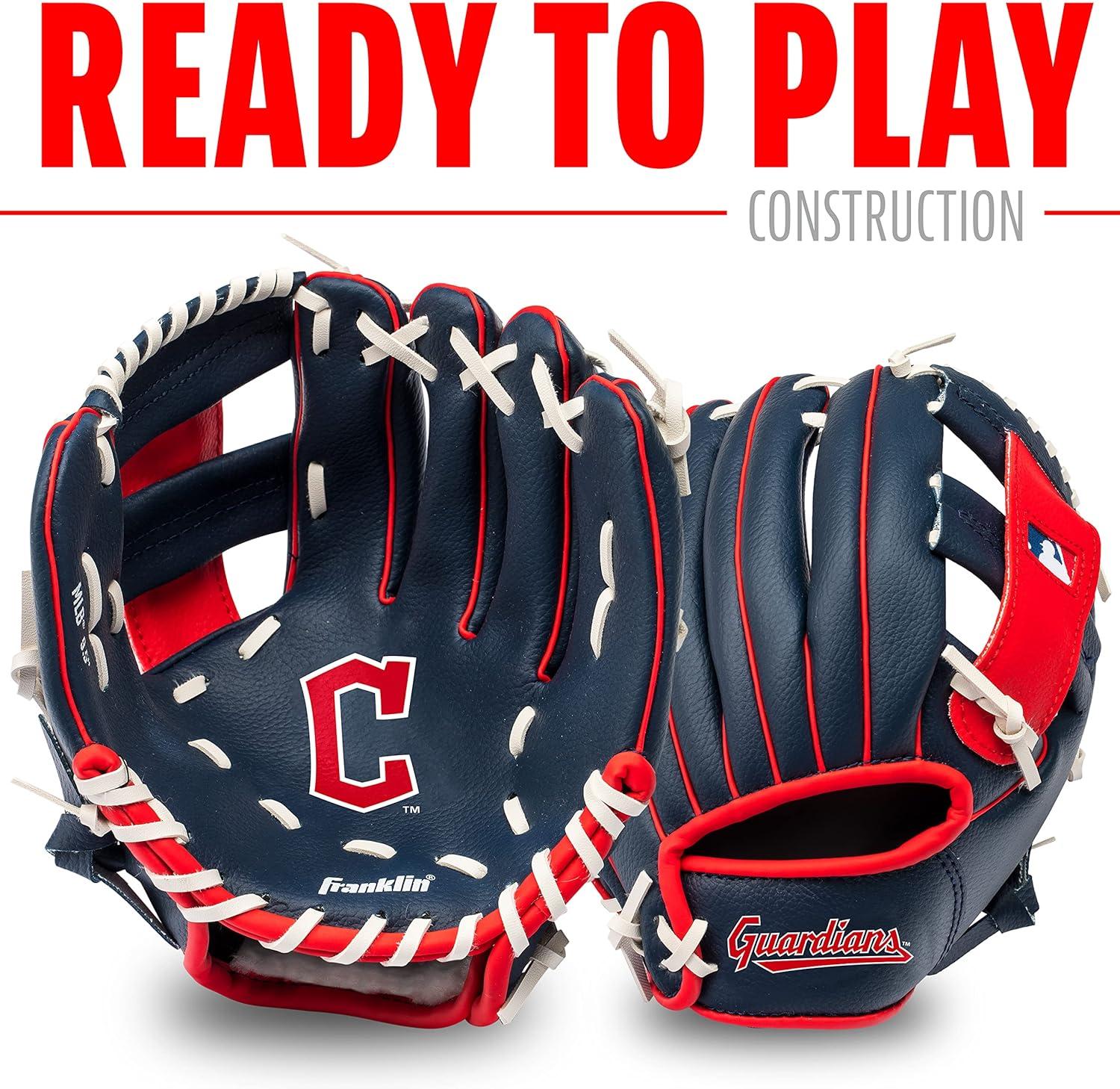 imageFranklin Sports MLB Youth Teeball Glove and Ball Set Kids Baseball and Teeball Perfect First Kids Glove 95quotOrangeBlack