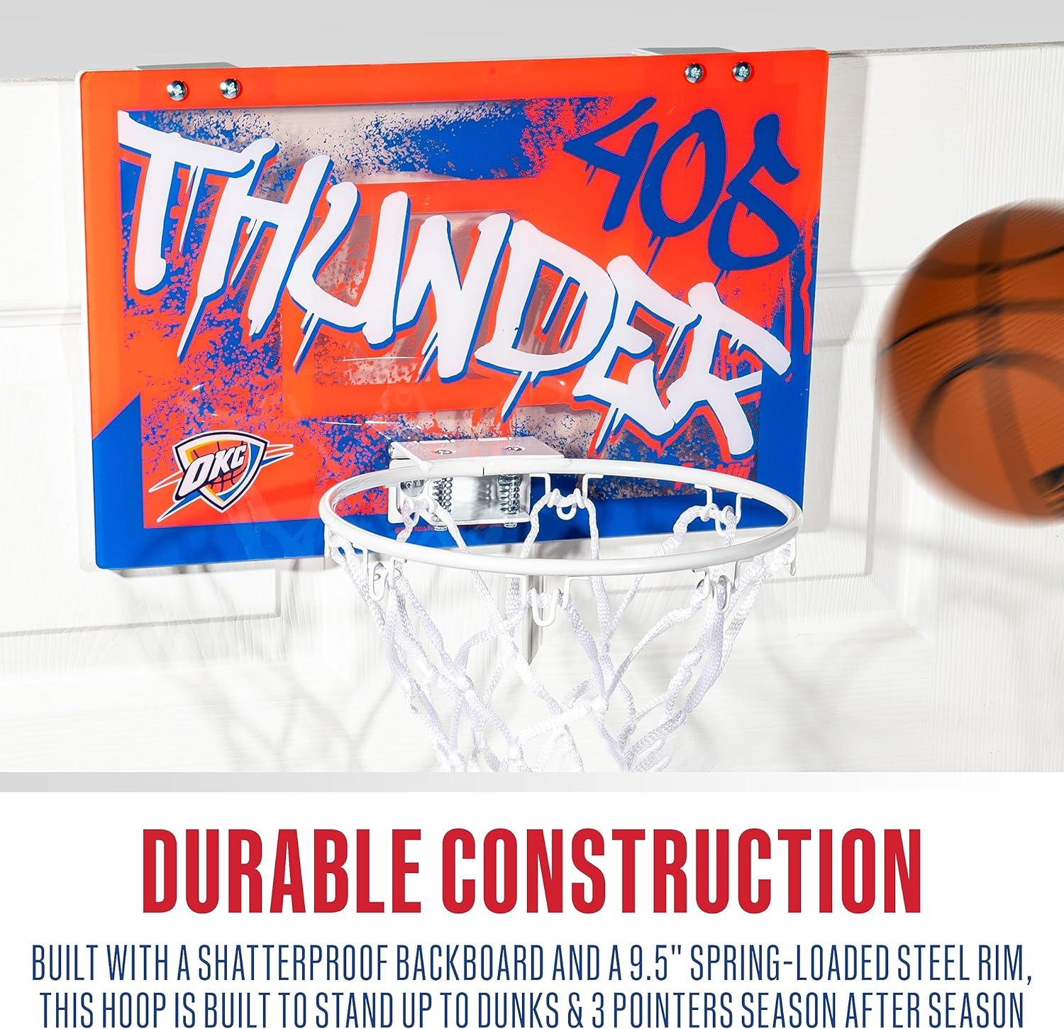 imageFranklin Sports NBA Team Over the Door Basketball Hoops Kids Indoor Mini Basketball Hoop Ball Set NBA Fan Mini HoopsOklahoma City Thunder