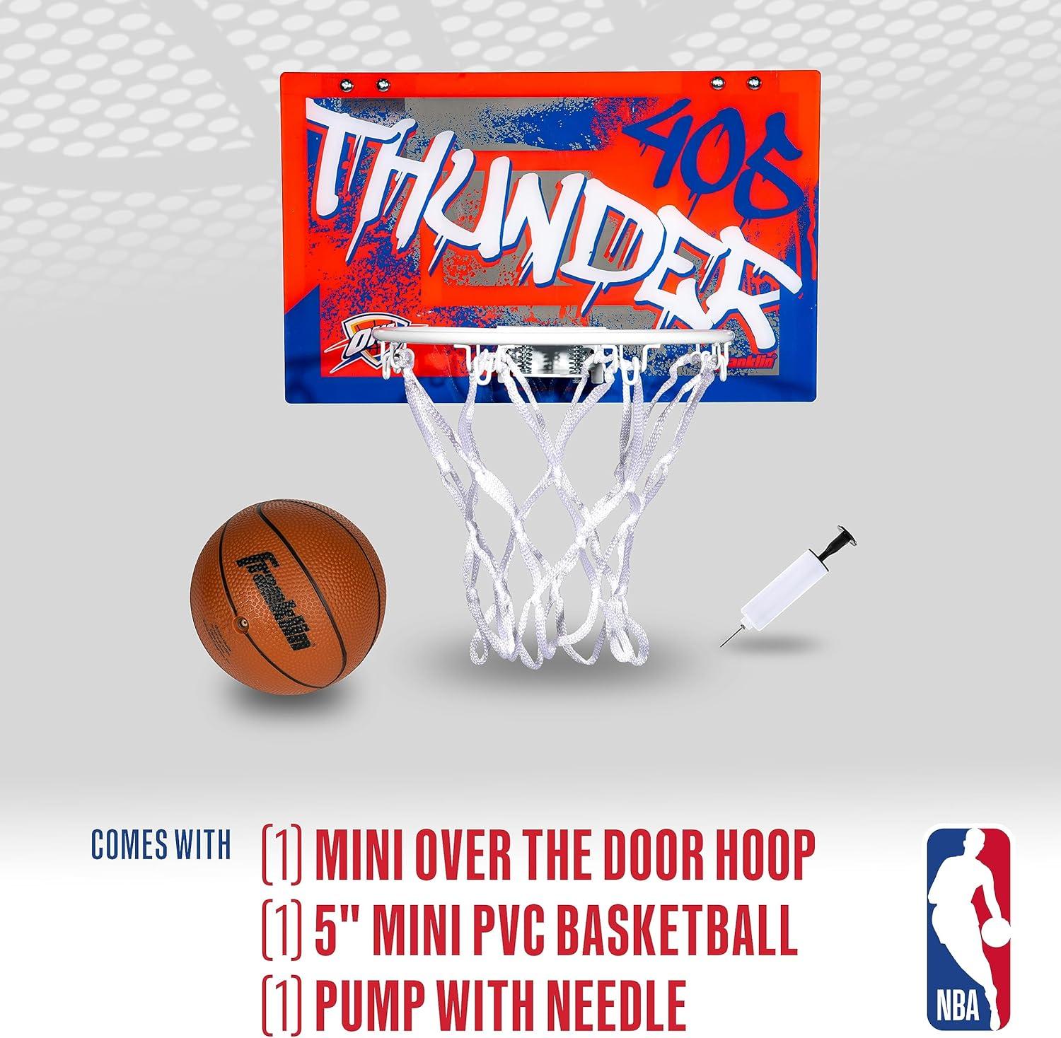 imageFranklin Sports NBA Team Over the Door Basketball Hoops Kids Indoor Mini Basketball Hoop Ball Set NBA Fan Mini HoopsOklahoma City Thunder