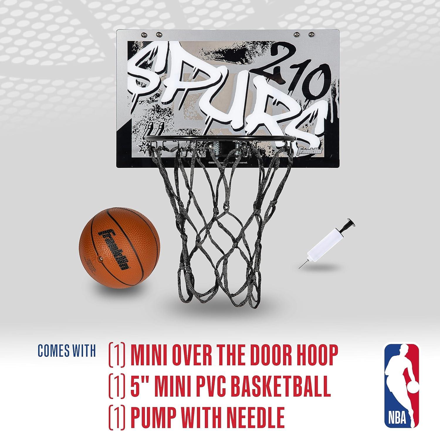 imageFranklin Sports NBA Team Over the Door Basketball Hoops Kids Indoor Mini Basketball Hoop Ball Set NBA Fan Mini HoopsSan Antonio Spurs