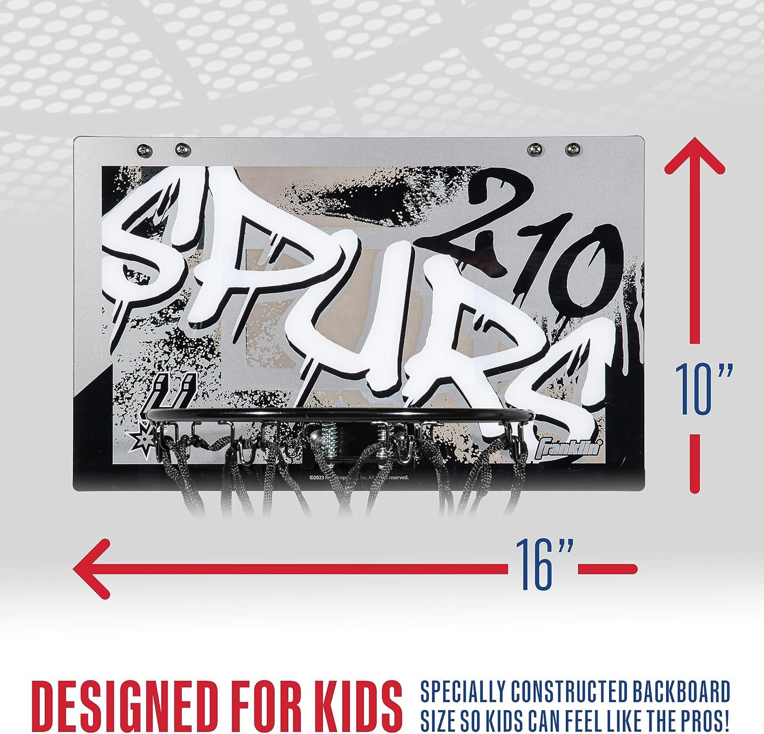 imageFranklin Sports NBA Team Over the Door Basketball Hoops Kids Indoor Mini Basketball Hoop Ball Set NBA Fan Mini HoopsSan Antonio Spurs