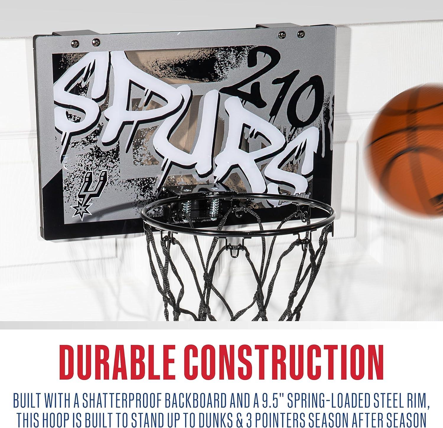 imageFranklin Sports NBA Team Over the Door Basketball Hoops Kids Indoor Mini Basketball Hoop Ball Set NBA Fan Mini HoopsSan Antonio Spurs