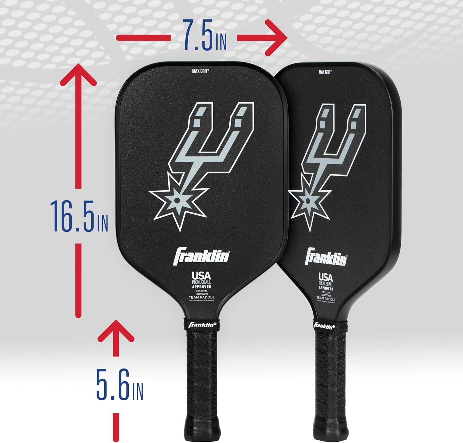 imageFranklin Sports NBA Team Pickleball Paddles Official NBA Basketball Team Logo Pickleball Paddles Signature Series 13MM Pickleball Paddle with MaxGrit USA Pickleball USAPA ApprovedSan Antonio Spurs