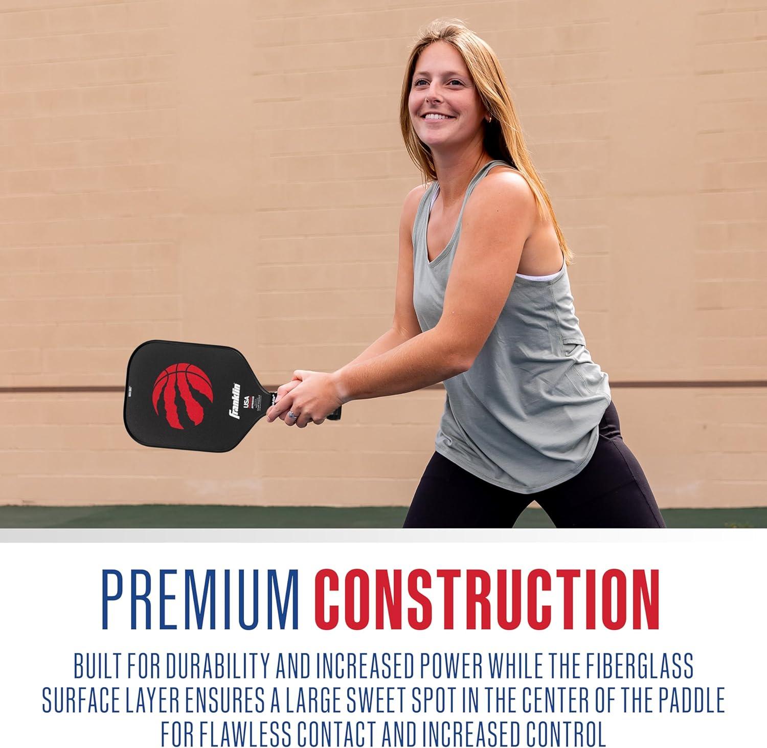 imageFranklin Sports NBA Team Pickleball Paddles Official NBA Basketball Team Logo Pickleball Paddles Signature Series 13MM Pickleball Paddle with MaxGrit USA Pickleball USAPA ApprovedToronto Raptors