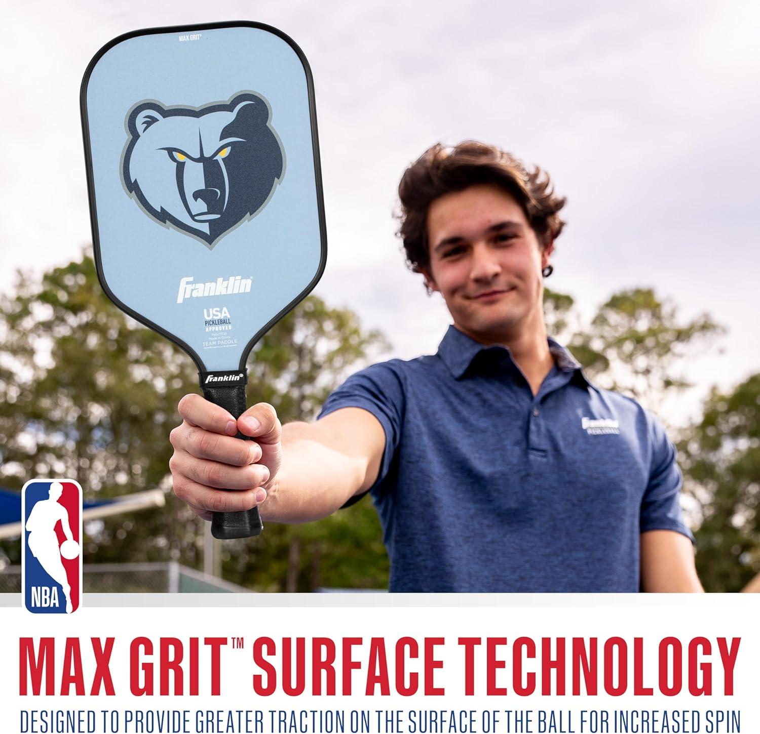 imageFranklin Sports NBA Team Pickleball Paddles Official NBA Basketball Team Logo Pickleball Paddles Signature Series 13MM Pickleball Paddle with MaxGrit USA Pickleball USAPA ApprovedMemphis Grizzlies