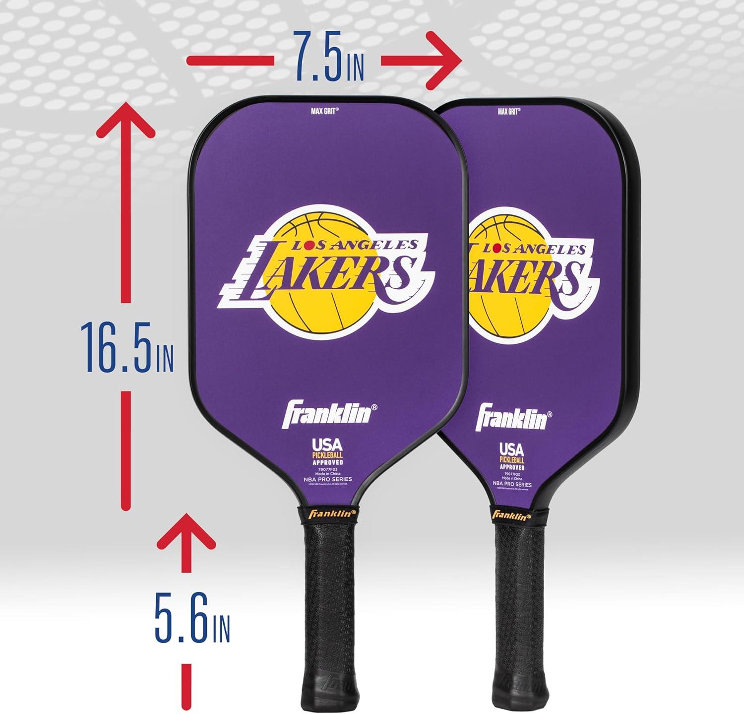 imageFranklin Sports NBA Team Pickleball Paddles Official NBA Basketball Team Logo Pickleball Paddles Signature Series 13MM Pickleball Paddle with MaxGrit USA Pickleball USAPA ApprovedLos Angeles Lakers