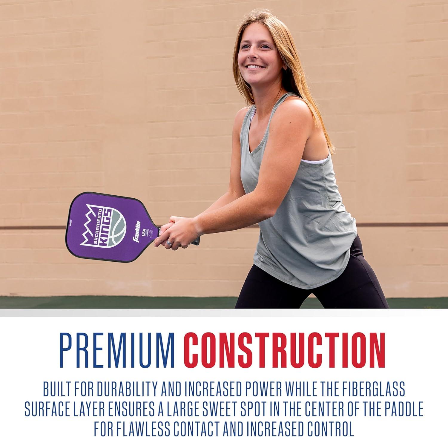 imageFranklin Sports NBA Team Pickleball Paddles Official NBA Basketball Team Logo Pickleball Paddles Signature Series 13MM Pickleball Paddle with MaxGrit USA Pickleball USAPA ApprovedSacramento Kings