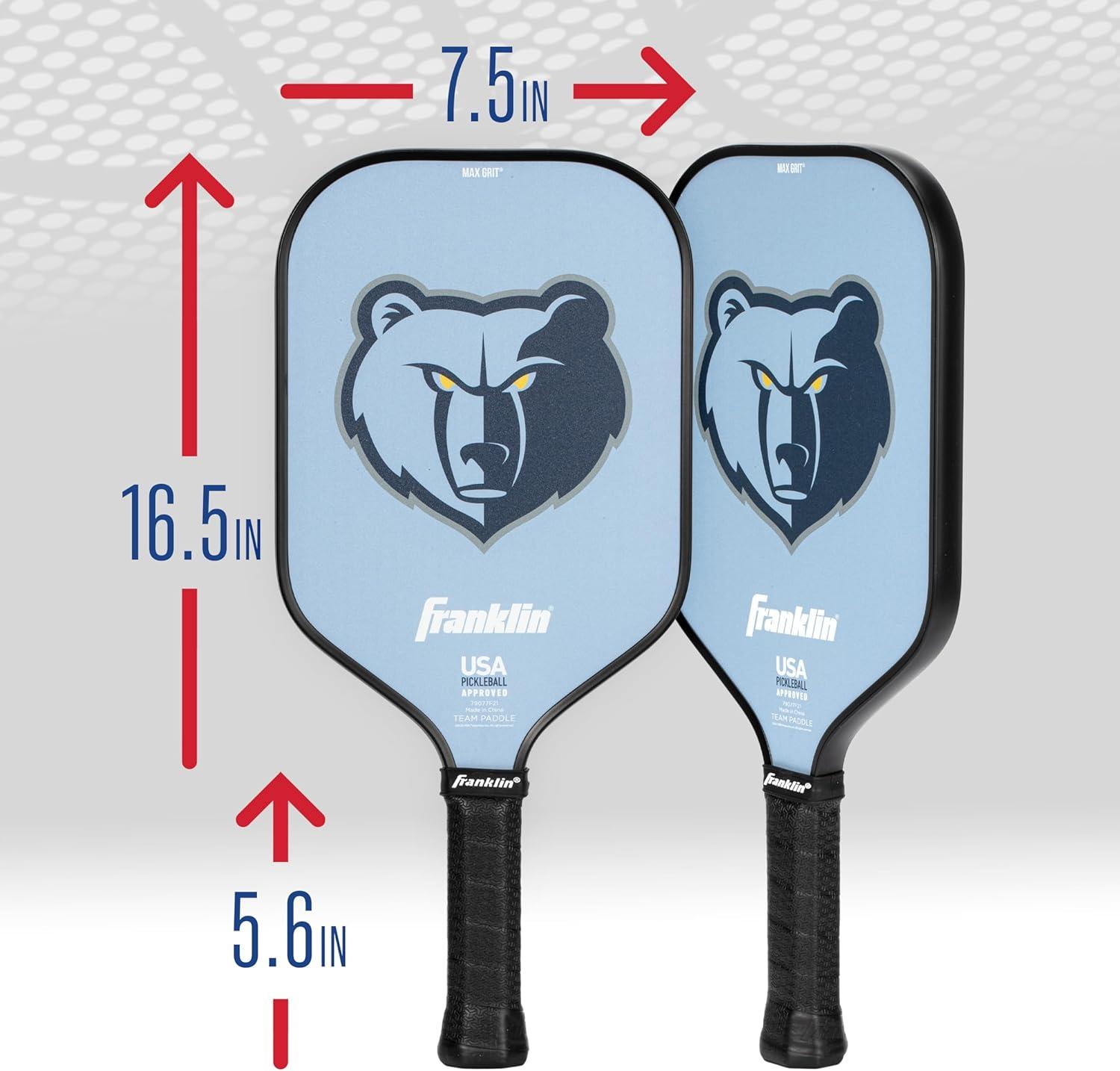 imageFranklin Sports NBA Team Pickleball Paddles Official NBA Basketball Team Logo Pickleball Paddles Signature Series 13MM Pickleball Paddle with MaxGrit USA Pickleball USAPA ApprovedMemphis Grizzlies