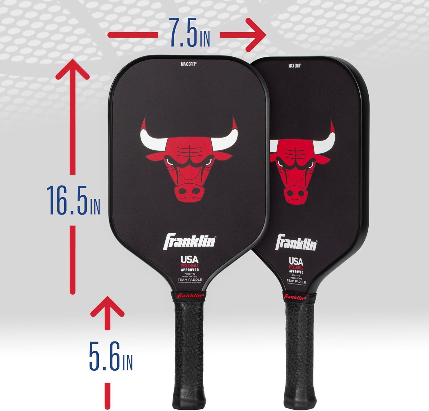 imageFranklin Sports NBA Team Pickleball Paddles Official NBA Basketball Team Logo Pickleball Paddles Signature Series 13MM Pickleball Paddle with MaxGrit USA Pickleball USAPA ApprovedChicago Bulls