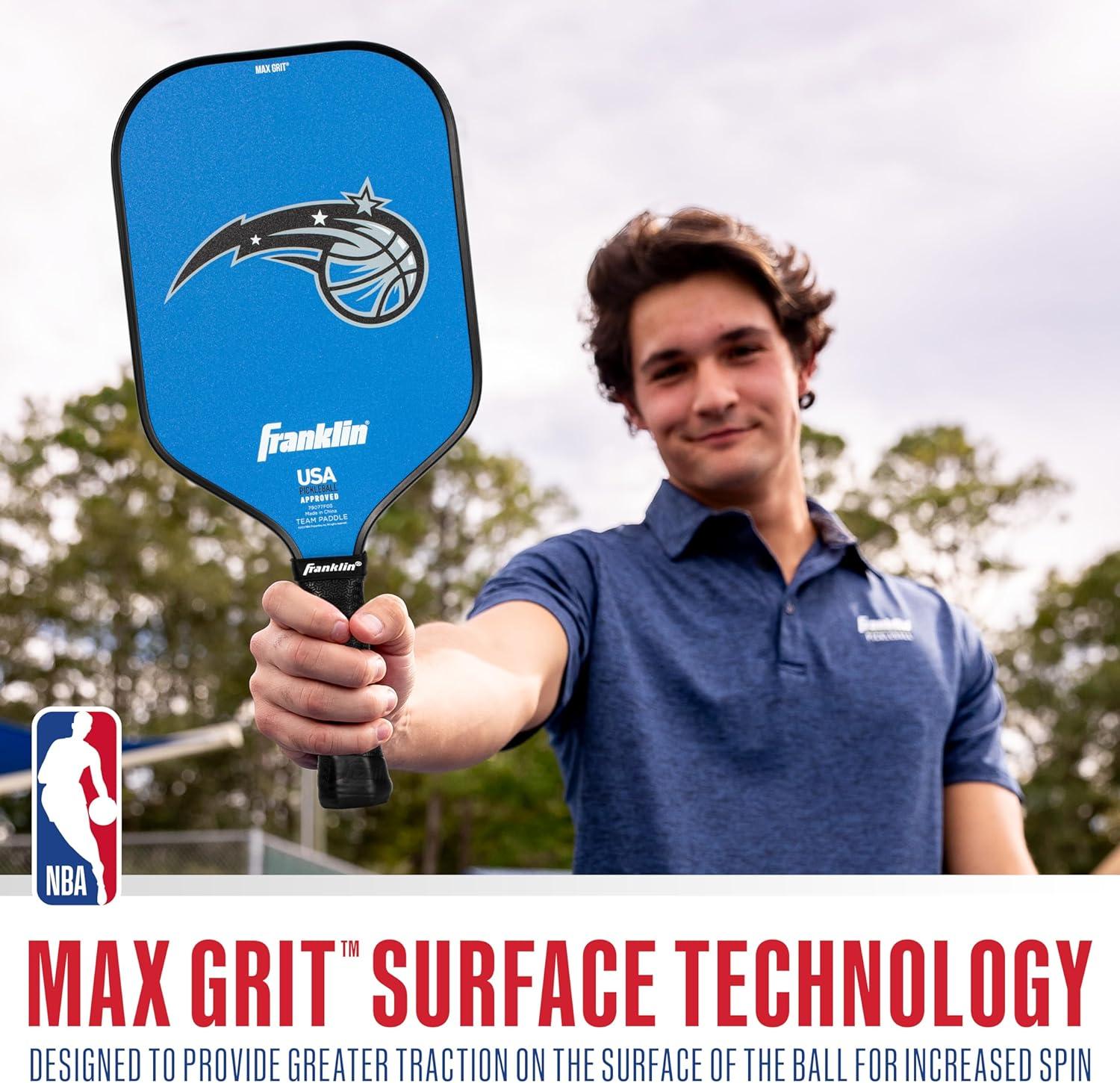 imageFranklin Sports NBA Team Pickleball Paddles Official NBA Basketball Team Logo Pickleball Paddles Signature Series 13MM Pickleball Paddle with MaxGrit USA Pickleball USAPA ApprovedOrlando Magic