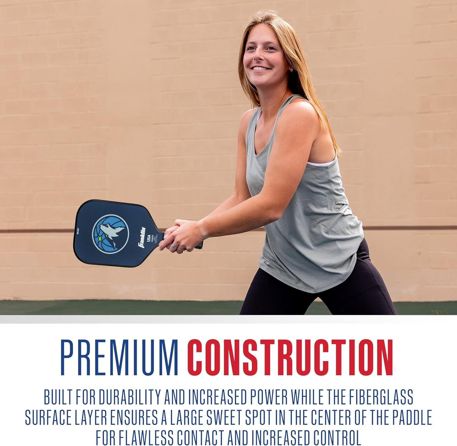 imageFranklin Sports NBA Team Pickleball Paddles Official NBA Basketball Team Logo Pickleball Paddles Signature Series 13MM Pickleball Paddle with MaxGrit USA Pickleball USAPA ApprovedMinnesota Timberwolves