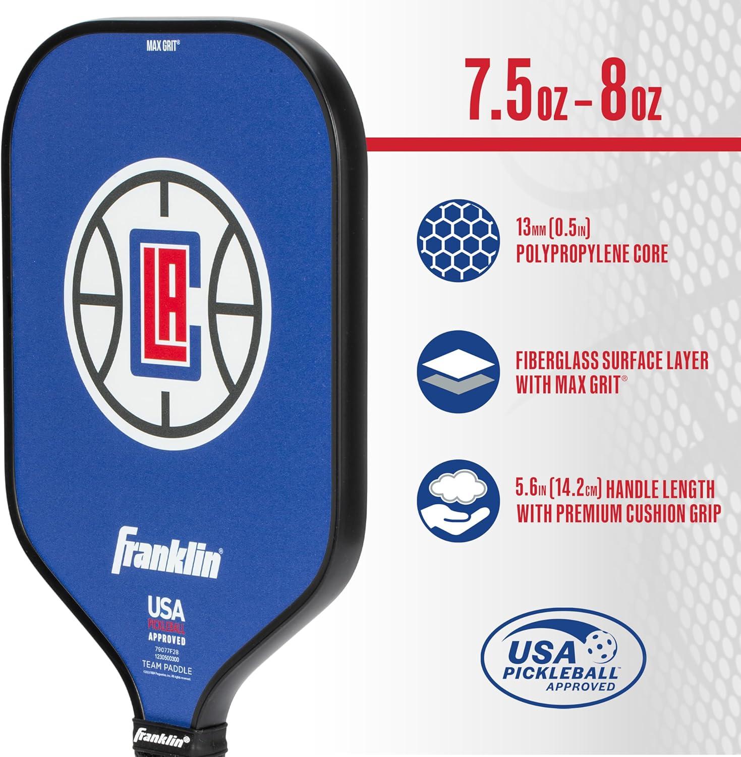 imageFranklin Sports NBA Team Pickleball Paddles Official NBA Basketball Team Logo Pickleball Paddles Signature Series 13MM Pickleball Paddle with MaxGrit USA Pickleball USAPA ApprovedLos Angeles Clippers