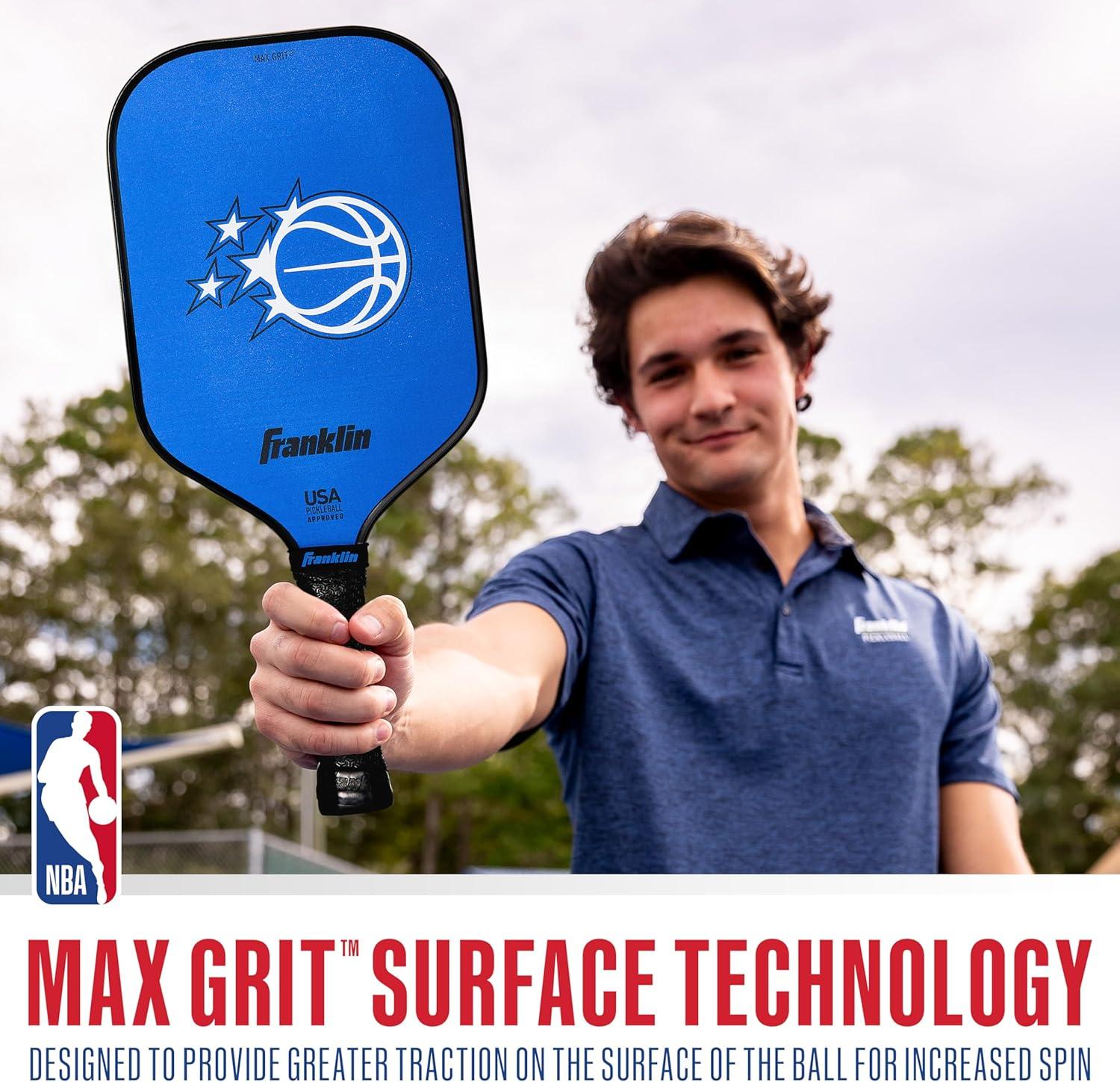 imageFranklin Sports NBA Team Pickleball Paddles Official NBA Basketball Team Logo Pickleball Paddles Signature Series 13MM Pickleball Paddle with MaxGrit USA Pickleball USAPA ApprovedOrlando Magic 2
