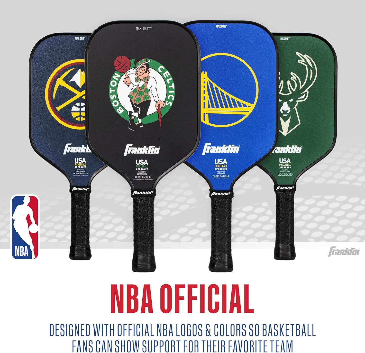 imageFranklin Sports NBA Team Pickleball Paddles Official NBA Basketball Team Logo Pickleball Paddles Signature Series 13MM Pickleball Paddle with MaxGrit USA Pickleball USAPA ApprovedIndiana Pacers