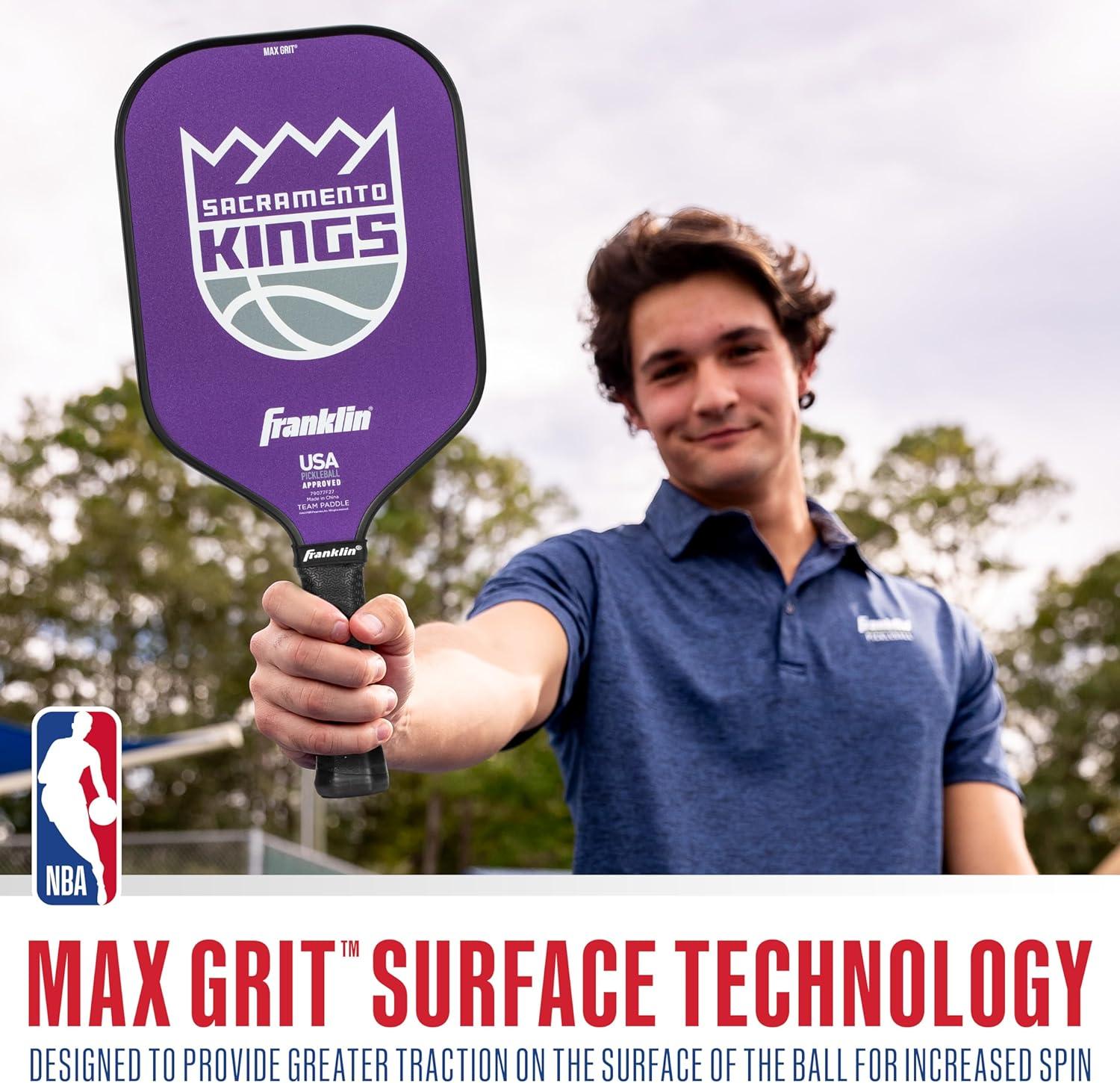 imageFranklin Sports NBA Team Pickleball Paddles Official NBA Basketball Team Logo Pickleball Paddles Signature Series 13MM Pickleball Paddle with MaxGrit USA Pickleball USAPA ApprovedSacramento Kings
