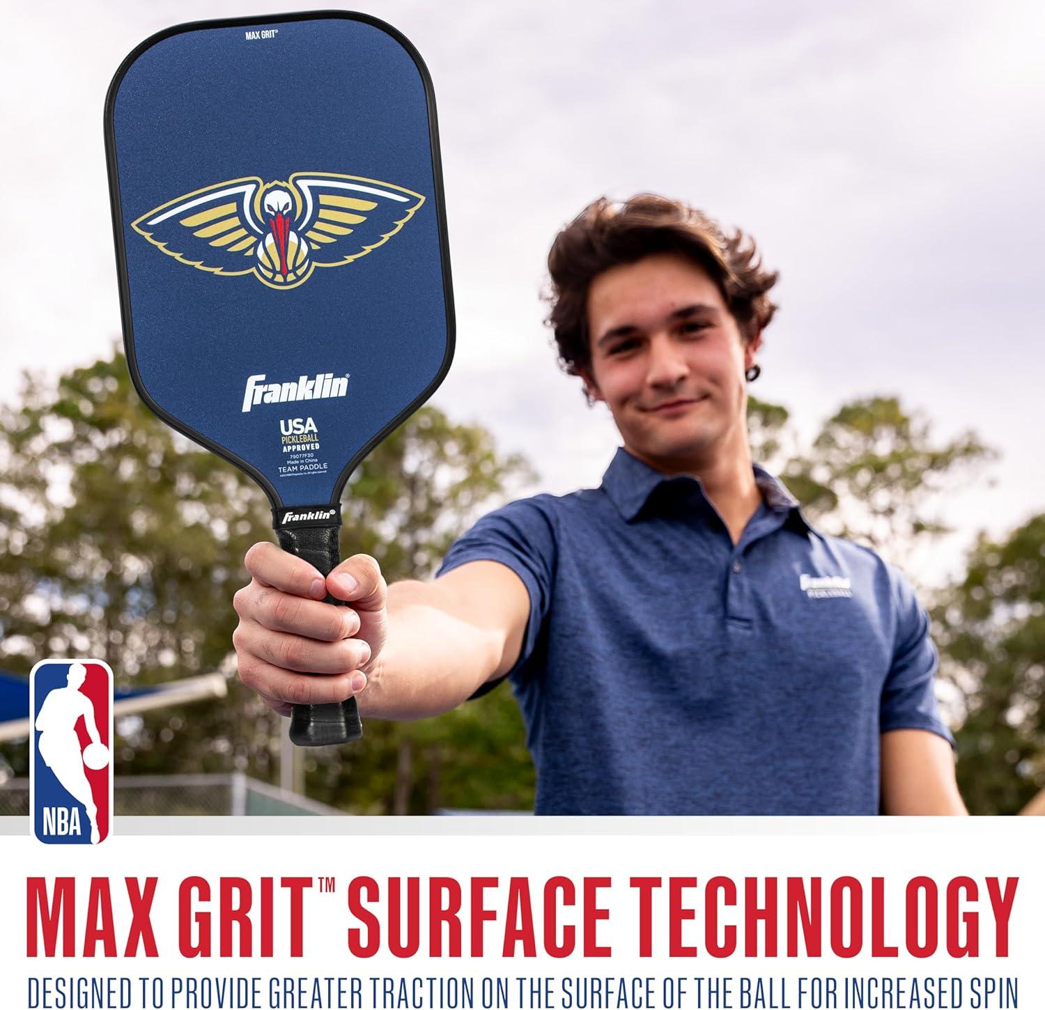 imageFranklin Sports NBA Team Pickleball Paddles Official NBA Basketball Team Logo Pickleball Paddles Signature Series 13MM Pickleball Paddle with MaxGrit USA Pickleball USAPA ApprovedNew Orleans Pelicans