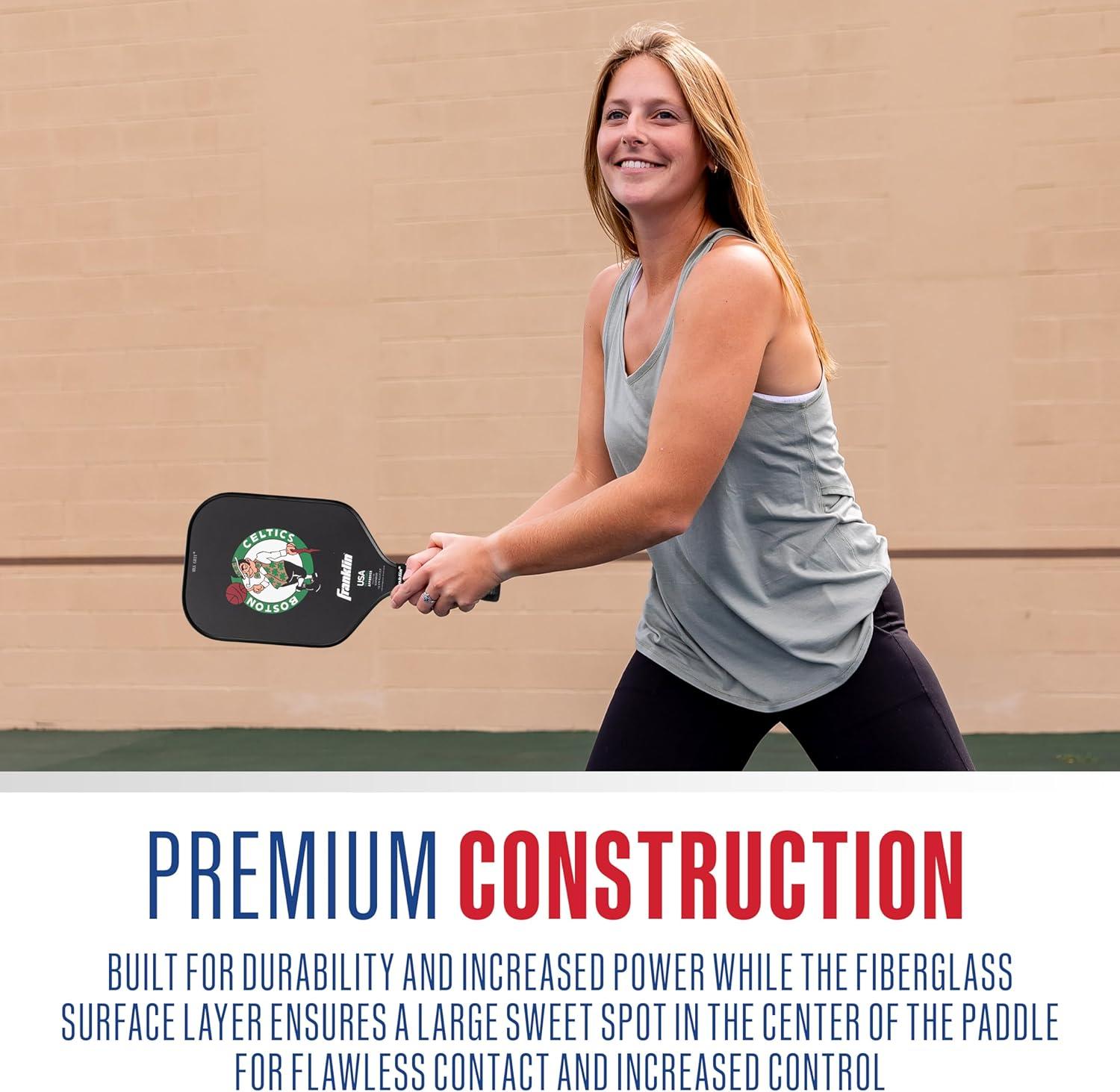 imageFranklin Sports NBA Team Pickleball Paddles Official NBA Basketball Team Logo Pickleball Paddles Signature Series 13MM Pickleball Paddle with MaxGrit USA Pickleball USAPA ApprovedBoston Celtics