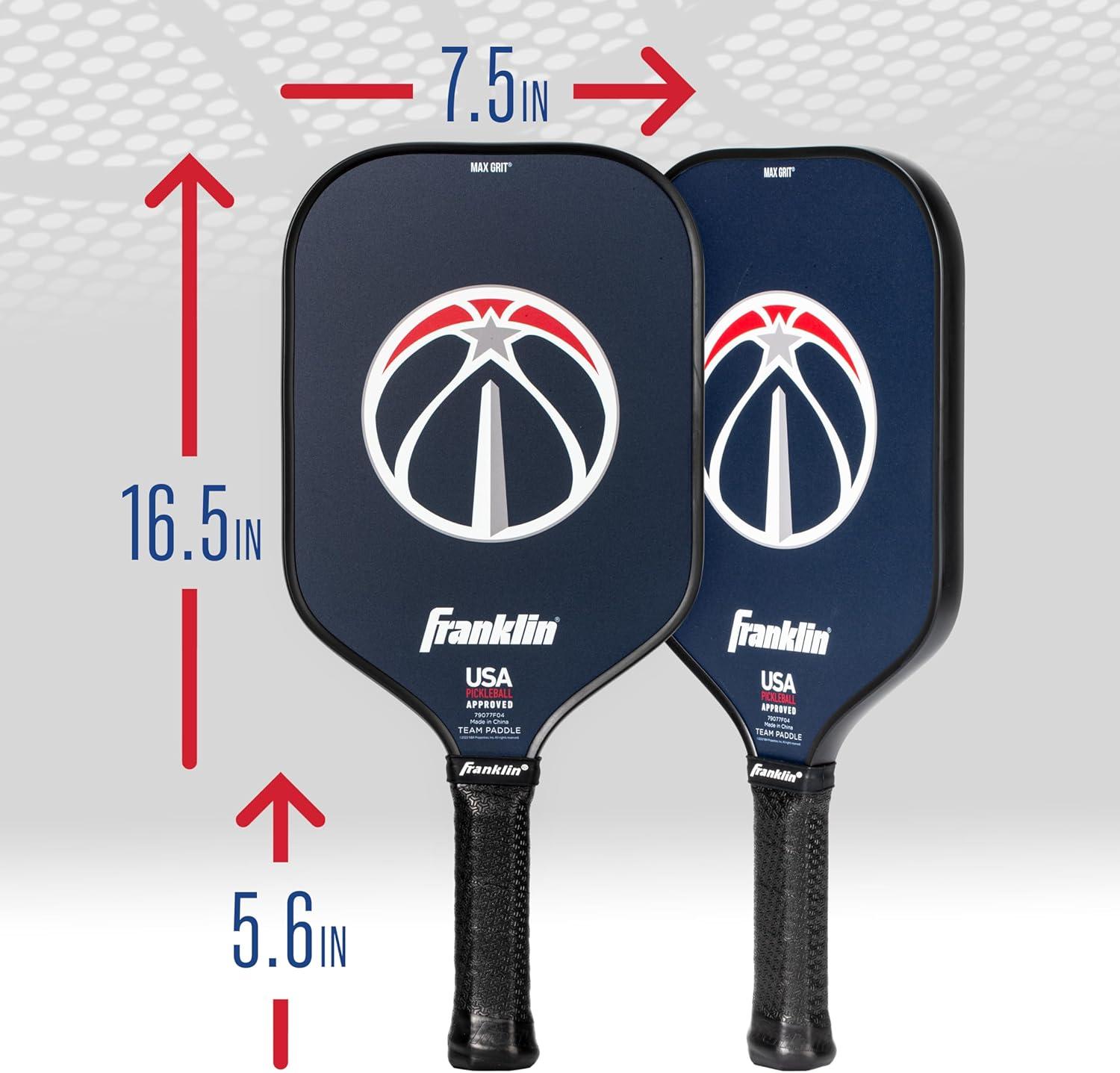 imageFranklin Sports NBA Team Pickleball Paddles Official NBA Basketball Team Logo Pickleball Paddles Signature Series 13MM Pickleball Paddle with MaxGrit USA Pickleball USAPA ApprovedWashington Wizards