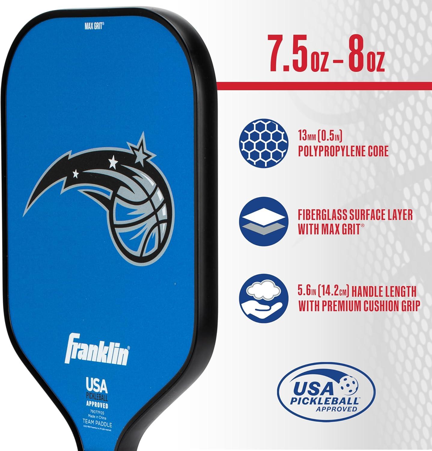 imageFranklin Sports NBA Team Pickleball Paddles Official NBA Basketball Team Logo Pickleball Paddles Signature Series 13MM Pickleball Paddle with MaxGrit USA Pickleball USAPA ApprovedOrlando Magic