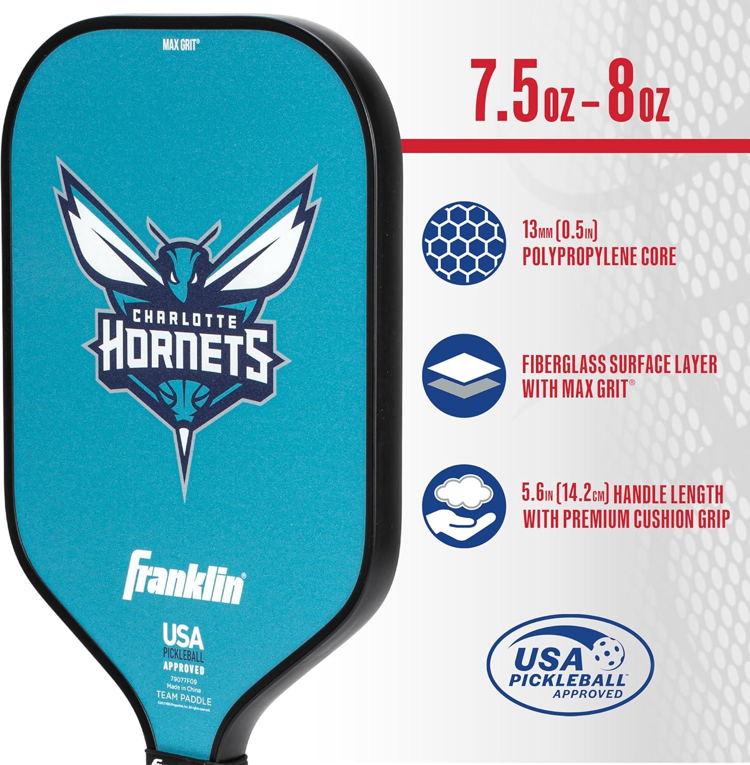 imageFranklin Sports NBA Team Pickleball Paddles Official NBA Basketball Team Logo Pickleball Paddles Signature Series 13MM Pickleball Paddle with MaxGrit USA Pickleball USAPA ApprovedCharlotte Hornets