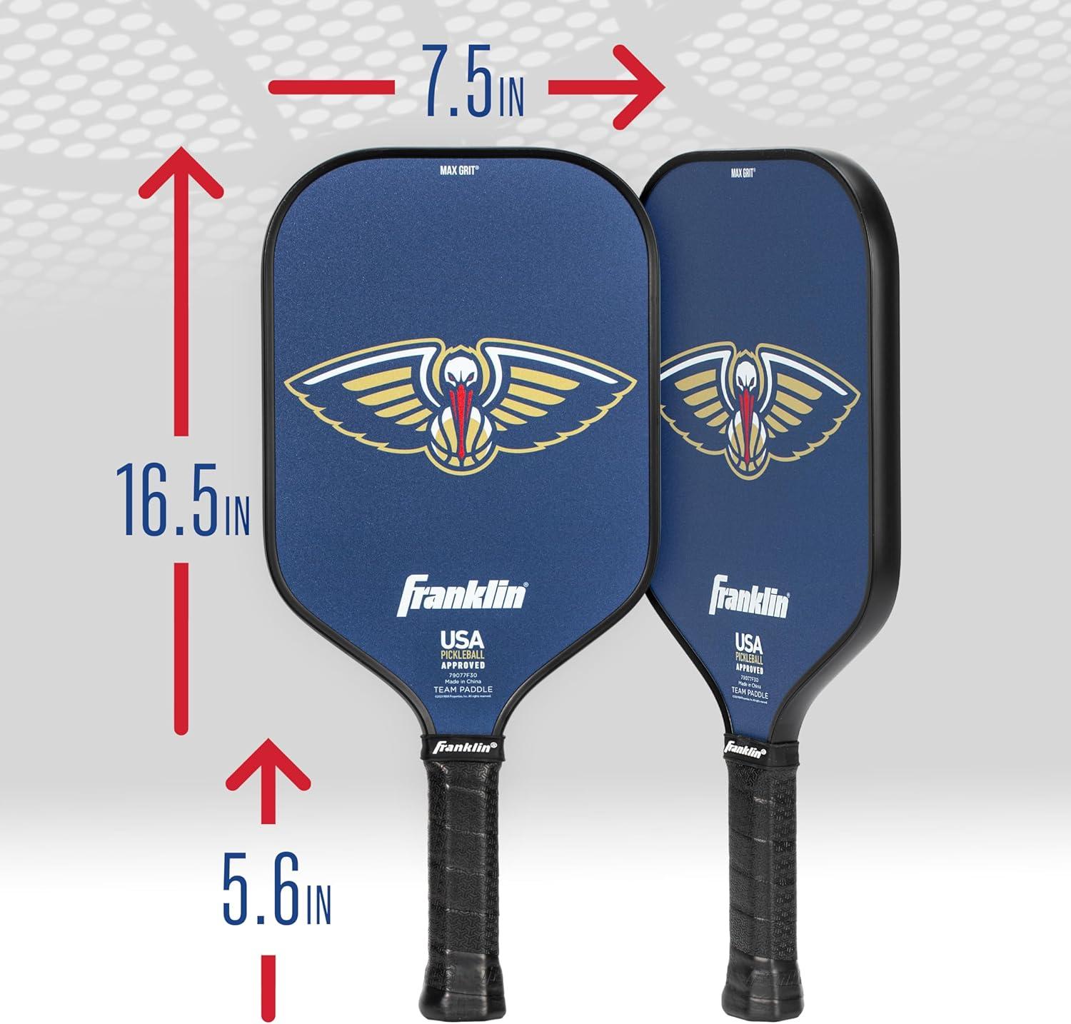 imageFranklin Sports NBA Team Pickleball Paddles Official NBA Basketball Team Logo Pickleball Paddles Signature Series 13MM Pickleball Paddle with MaxGrit USA Pickleball USAPA ApprovedNew Orleans Pelicans